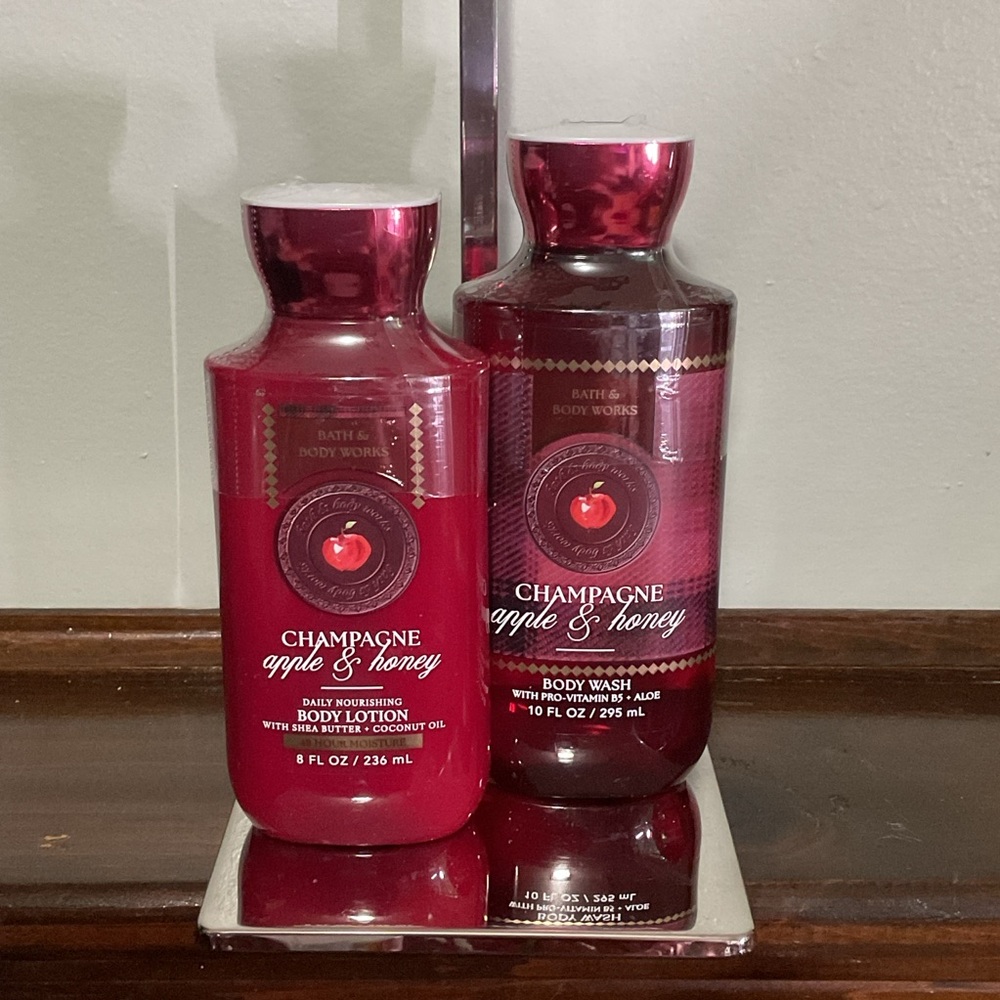 Bath & Body Works Champagne Apple & Honey Body Lotion & Body Wash Set – NWT 🍯 🍎🥂